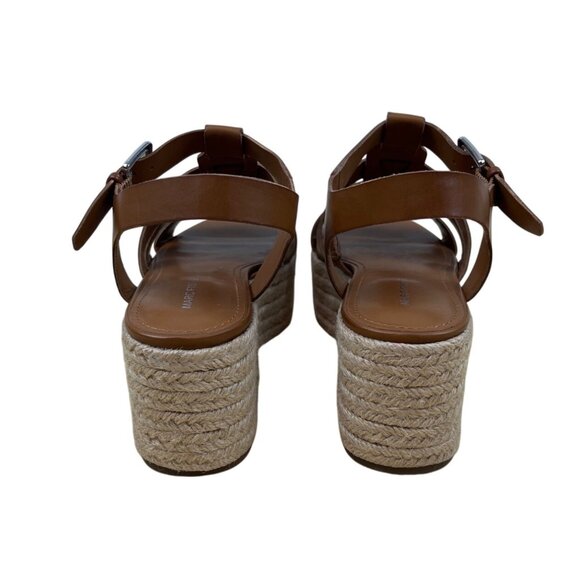 Marc Fisher Women’s Brown Leather Espadrille Joven Wedge Sandals Sz 8.5 - New - Picture 4 of 9